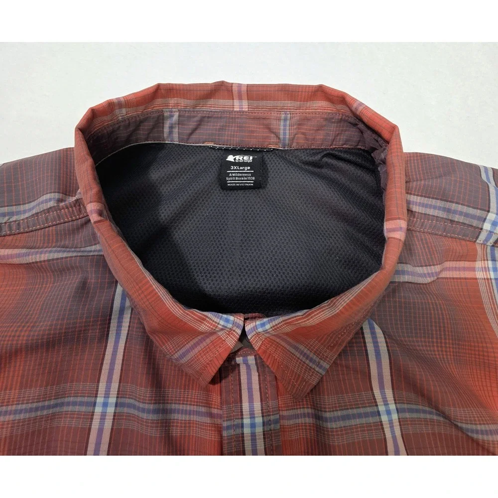 REI Co-Op Shirt Mens 3XL Nylon Plaid Button Up Vented Outdoor Hiking LIMITED USE